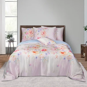 Luxury 3D Digital Print Eucalyptus Silky Polyester Blanded Quilt Cover Bedsheet Bed Sheets Bedding Set Sheet & Pillowcase Sets