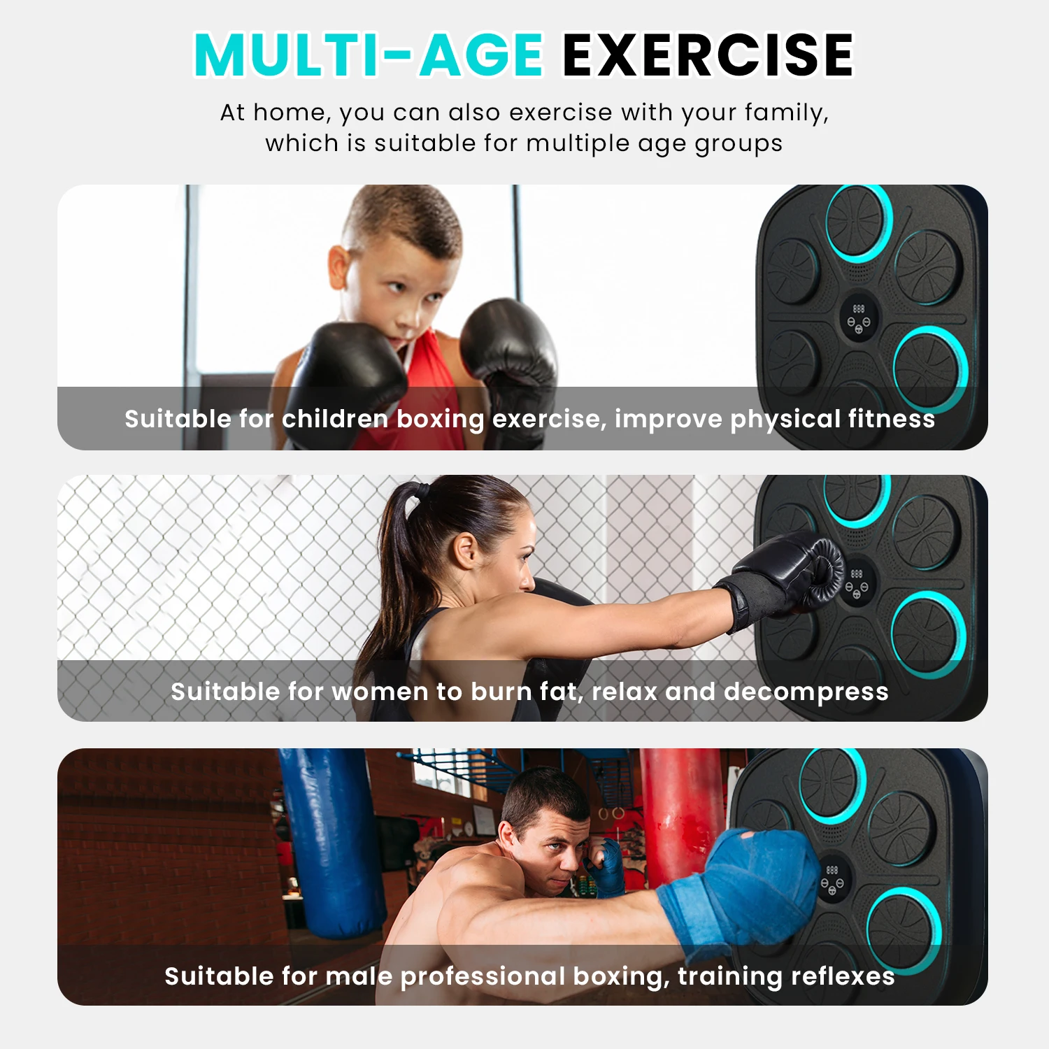 GORDON OEM Music Boxing Machine with Boxing Gloves Punching Bag Free Sample Smart Wall Mounted Music Boxing Machine for Adult