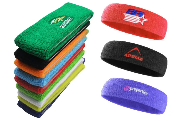 Custom Embroidery Men Athletic Sweat Band Logo Design Sports Basketball