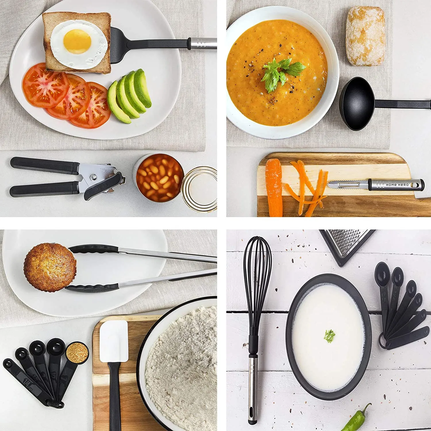 Home Hero Kitchen Utensils Set - Nylon & Stainless Steel Cooking Utensils  Set 