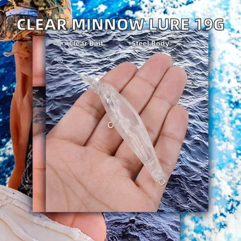 Stainless Steel Hard Bait Minnow Live Bait for Marlin and Carp 15.8g/10.9cm Transparent Powder Category – Minnow – view 4