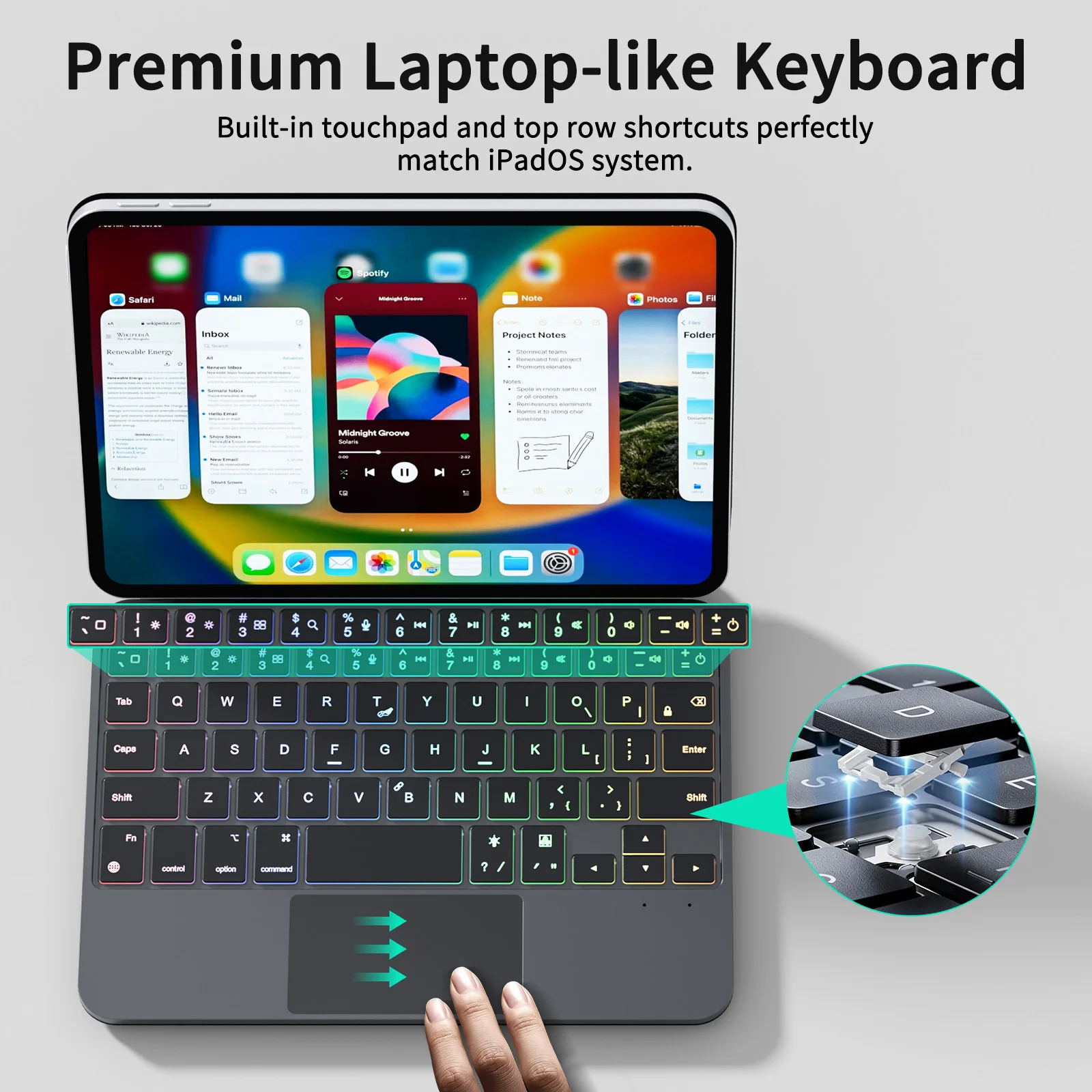 product laudtec case for ipad mini 6 83inch wireless keyboard case with rgb backlight touchpad adjustable stand ultra thin black-4