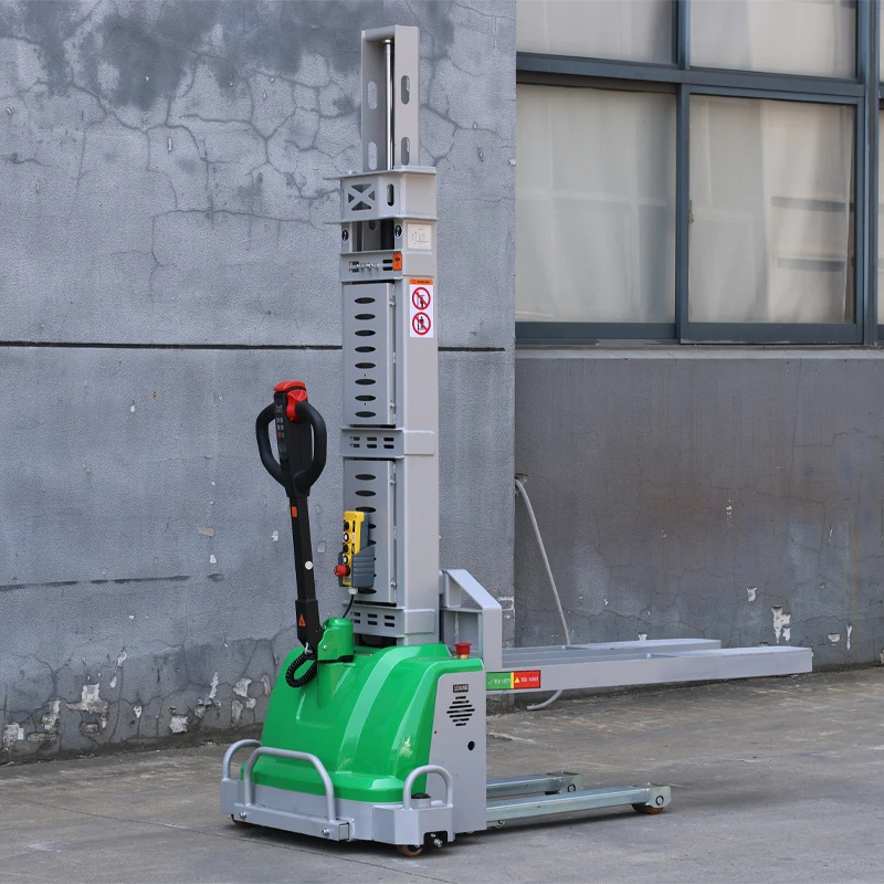 Full Electric Self Loading Forklift Stacker 500kg 1000kg Walk Behind Hydraulic Self Lifting Pallet Stacker Lifter Machine
