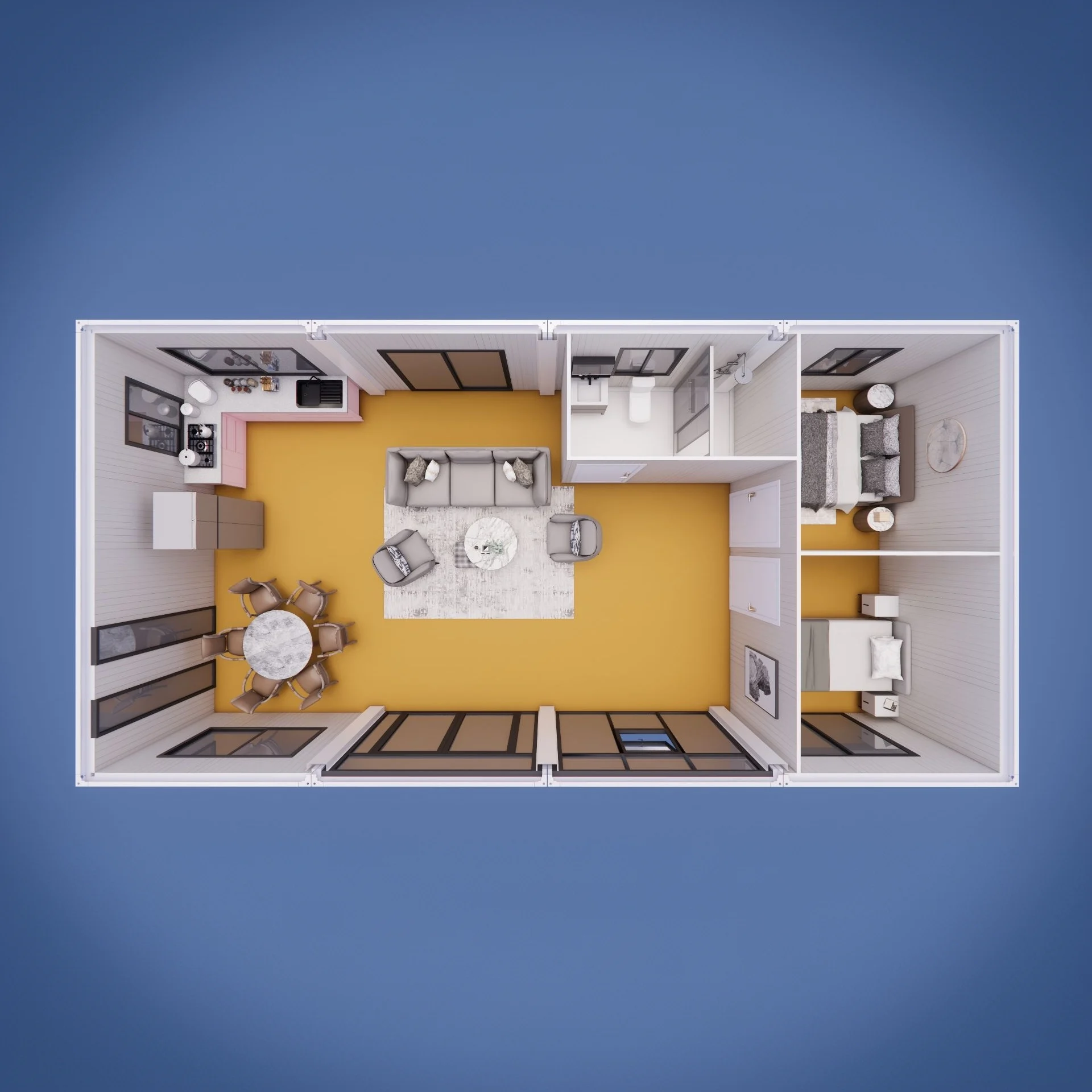 nhà thép mô-đun lớn 40ft, nhà tiền chế cho gia đình, biệt thự container, nhà ở