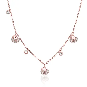 POLIVA Wholesale Rose Gold Plated 925 Sterling Silver Necklace Chain Shell Charms Bohemia Bohemia Crystal Bowl