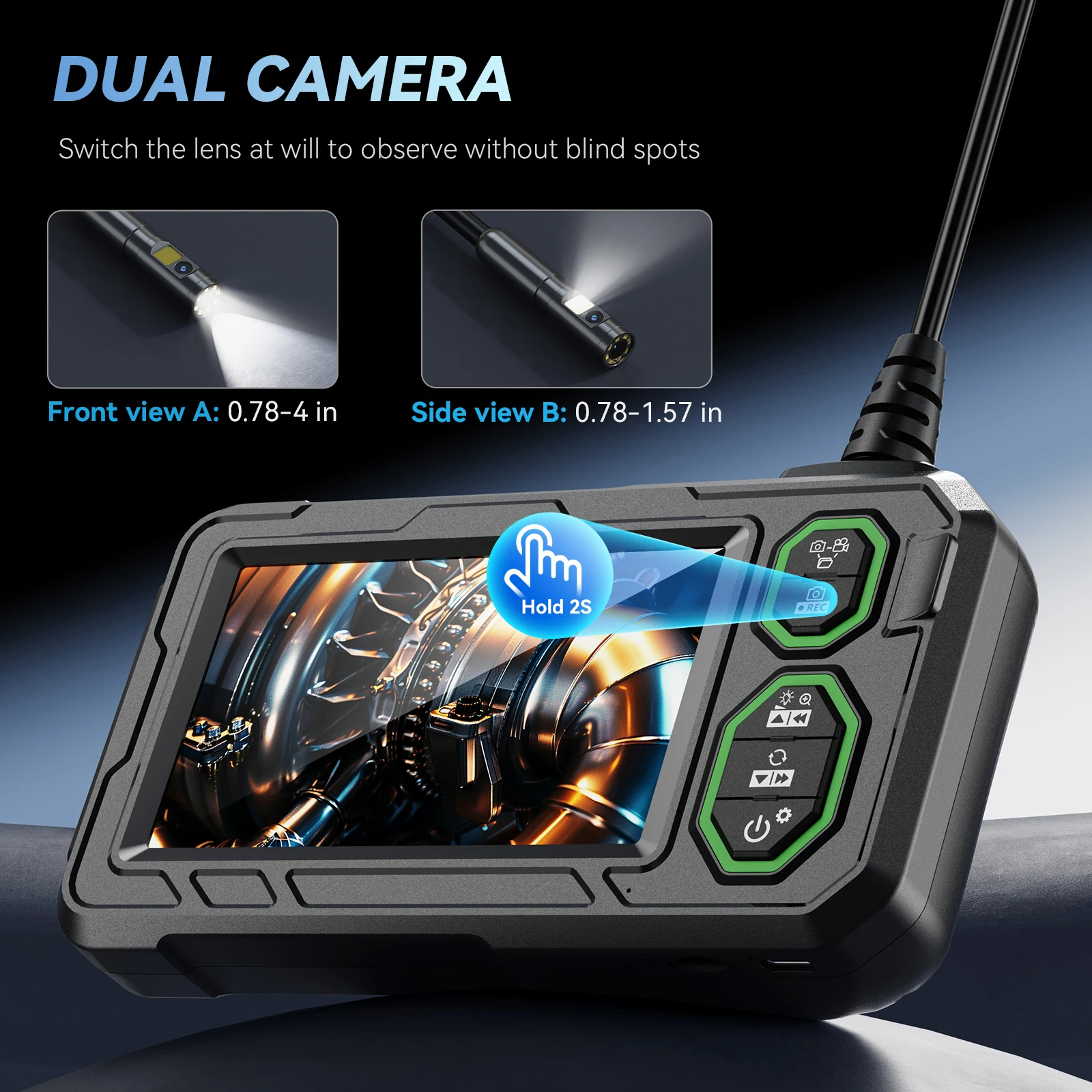 China OEM 1080P 4.3Inch Screen CMOS SD Card Vehicle Digital Borescope Inspection Camera LCD Handheld IP67 Industrial G45-M