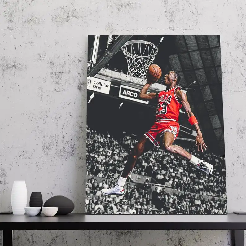 Michael Jordan Dunk Poster Oil Painting Canvas Basketball Wall Art ...