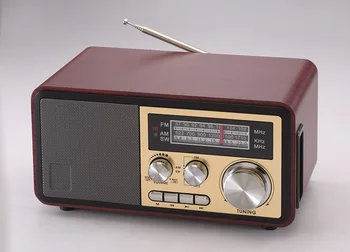 木製FM AMSWクラシックスタイルポータブルミニスピーカーウッド
