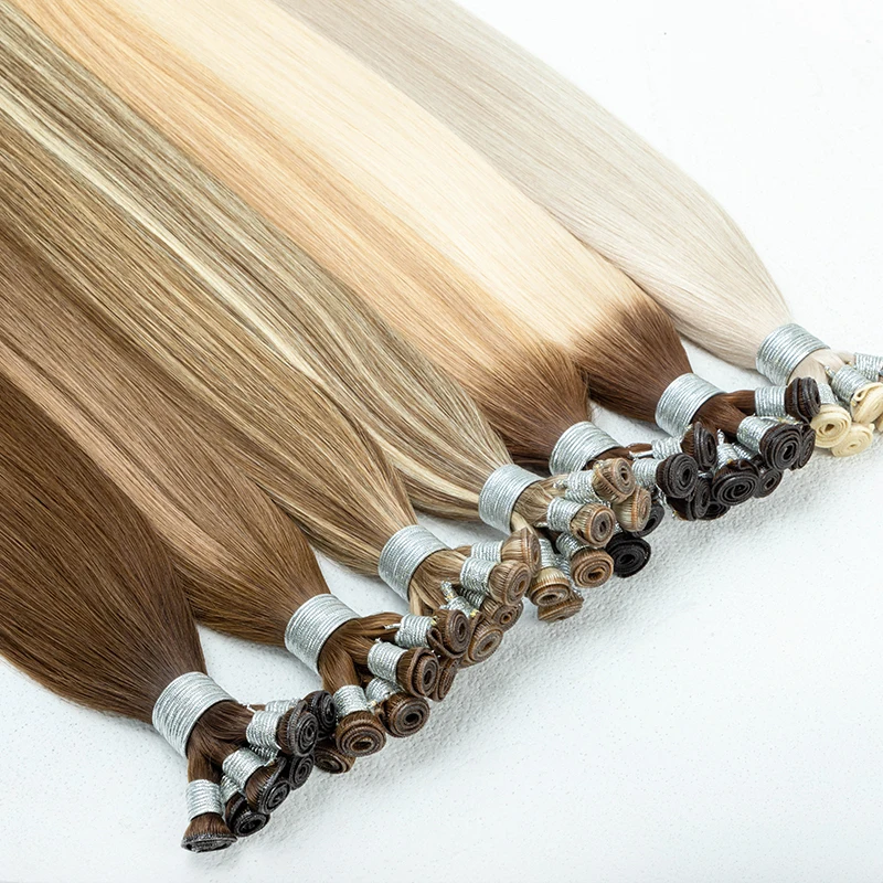 Top Quality Russian Genius weft hair extensions seamless weft invisible hand tied hair extensions raw human hair