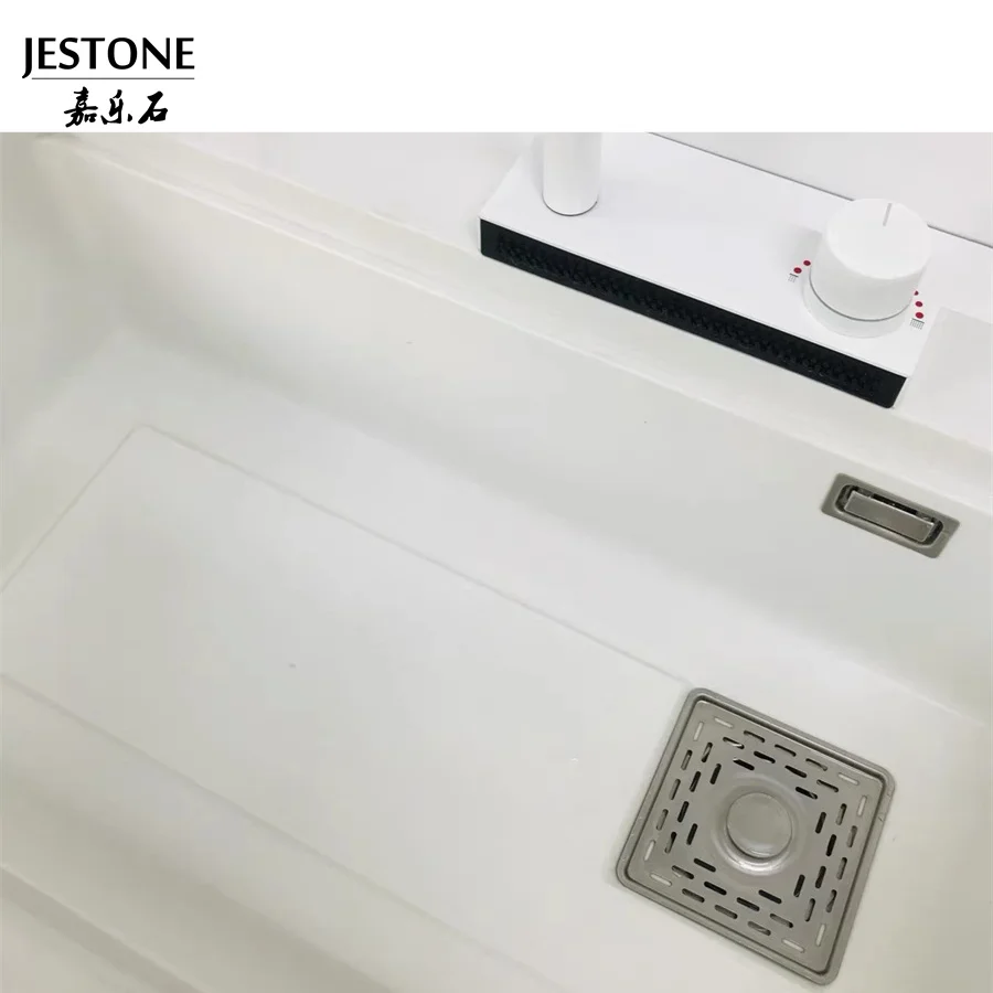 Factory Direct Sales Rectangular Single Bowl Undermount Solid Surface Kitchen Basin Farmhouse Corians White Kitchen Sink