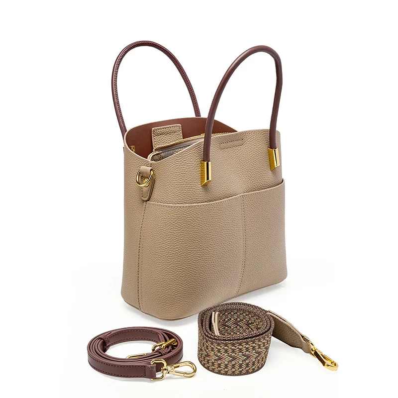 Manufacture Custom Leather Ladies Hand Bags Shoulder Bucket Bags Handle Wholesale Female Classic Handbags for Women Ladies