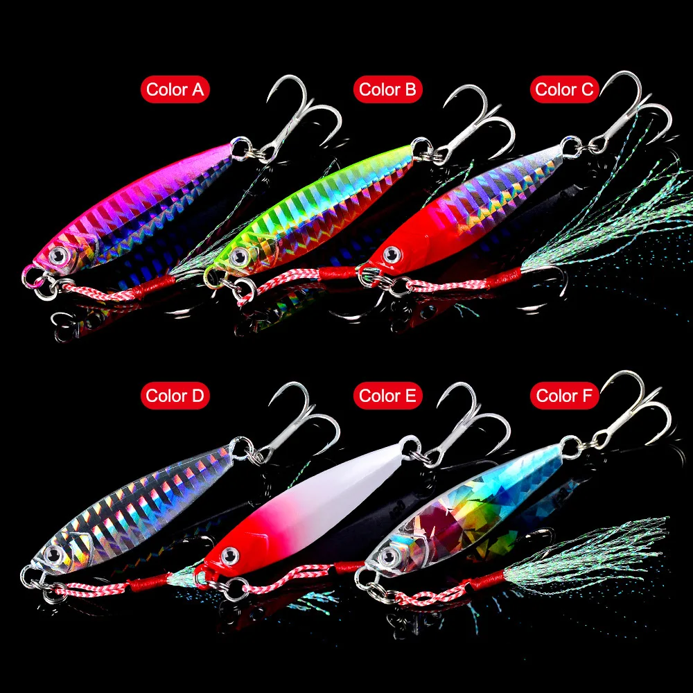 10/15/20/30g Jig Bait Feather Metal Fishing Lures Lead Casting Spinning  Baits