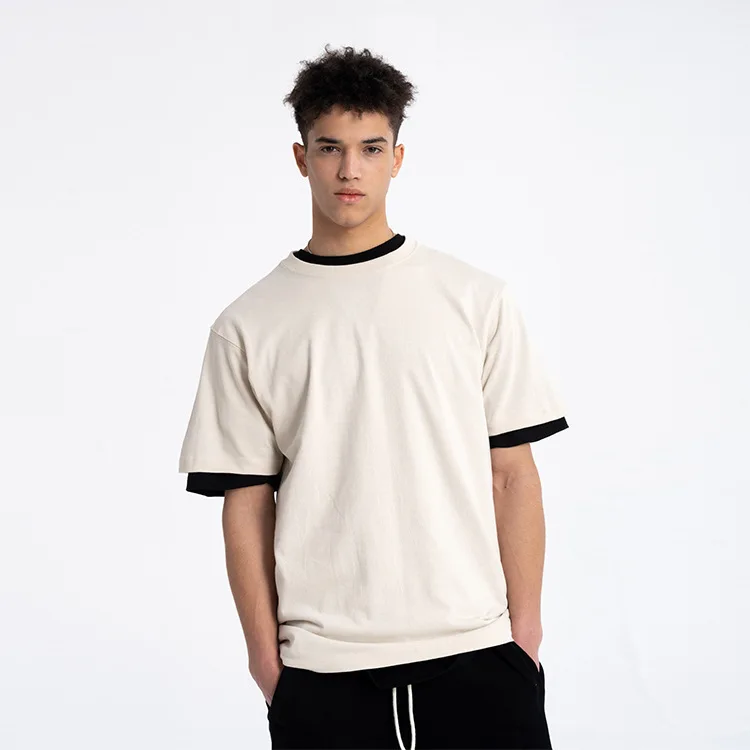 Boxy Fit Blank Cotton Mens Tee Shirts 