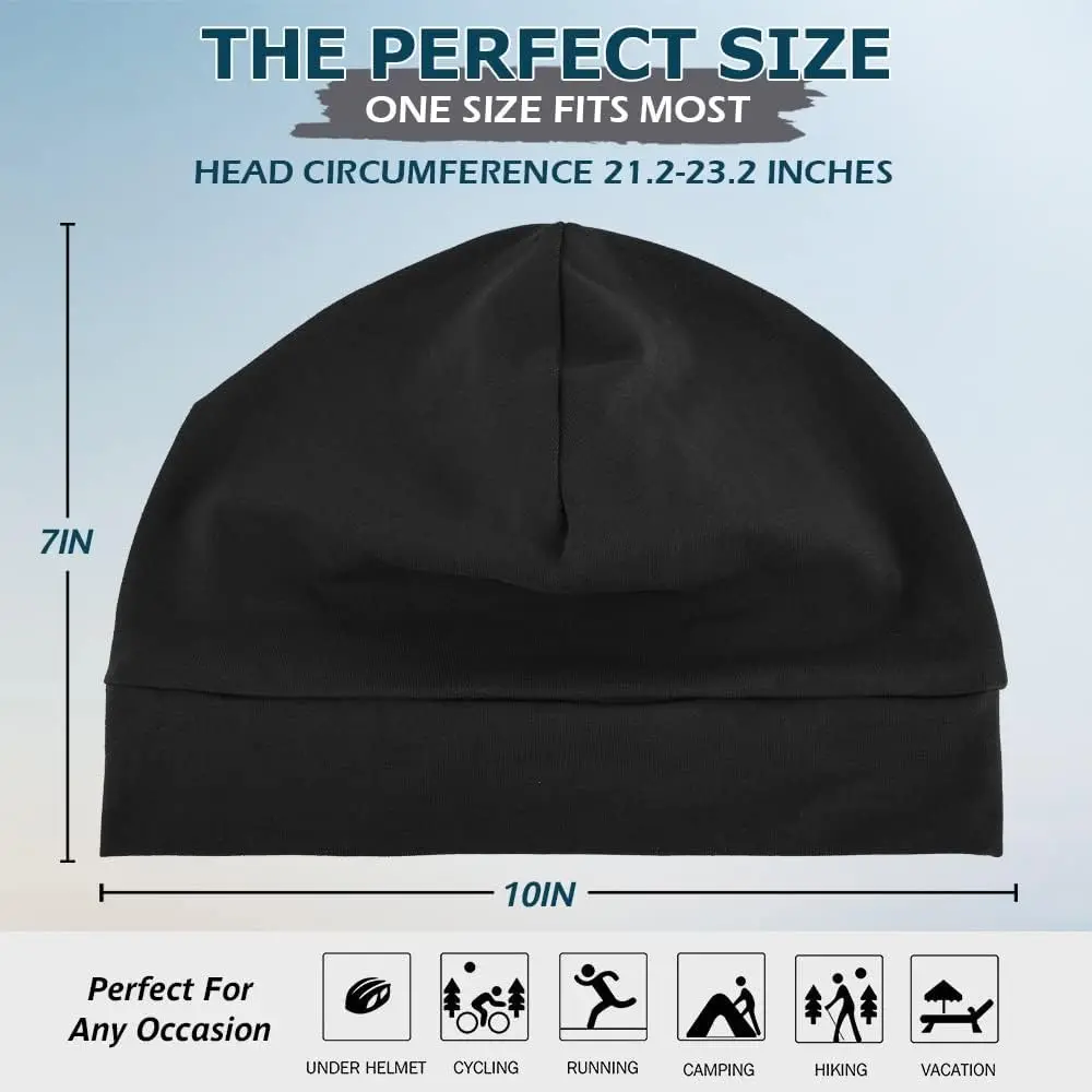 Headshion 2-Pack Lightweight 100% Cotton Beanie Sleep Hats 3D Embroidery Skull Caps for Men & Women Breathable Helmet Liner\