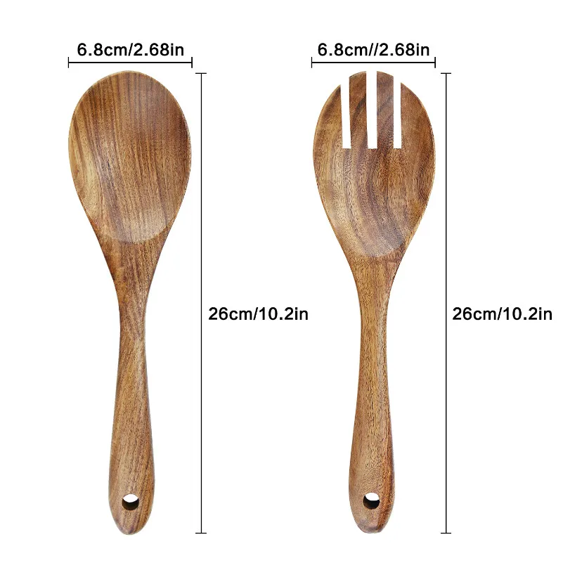 Salad Servers,Wooden Tongs,10.4 In Serving Utensils Set,Acacia Salad