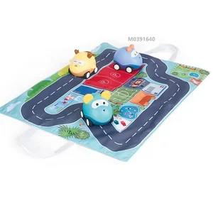 Packaging Slot 3pcs Interactive Baby Friction Cartoon Car Toy with Light and Music