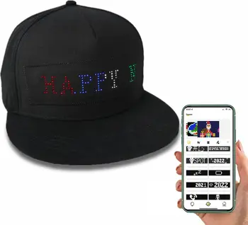 LED Cap With Programmable Bluetooth APP Control LED Scrolling Display Hat LED Caps for Daily Club Party Halloween Christmas Gift