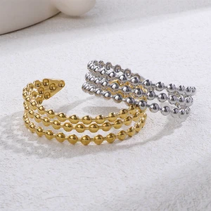 Ladies Fashion Stainless Steel Open Cuff Bangle 18K Gold Plating Waterproof IP PVD No Fading Factory Wholesale Charm Bracelets