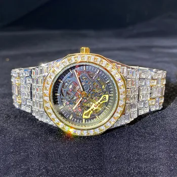 Men's Luxury Hip Hop Gold Plated Lab Diamond Bust Down Iced