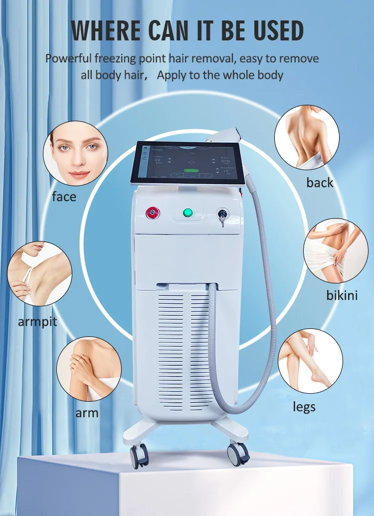 Professional 808nm Diode Laser Hair Removal Machine With 2500W Power Water Cooling 15.6inch Touch Screen