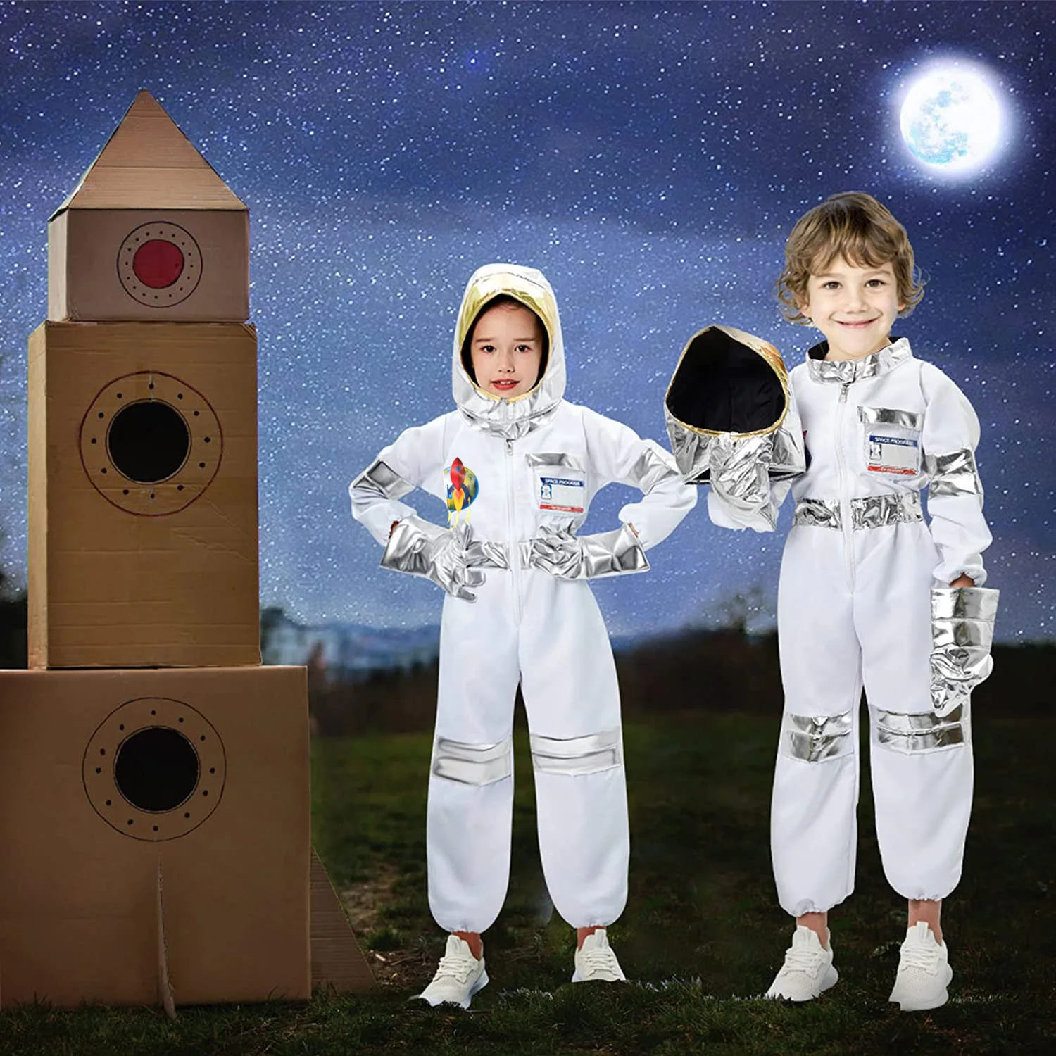 Boy Astronaut Costume Space Jumpsuit for Kids - Baige