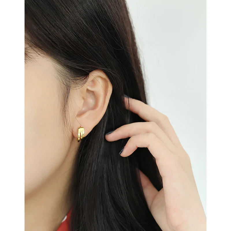 Custom Women Fashion Designer 925 Sterling Silver Gold plated hoop earrings(图3)