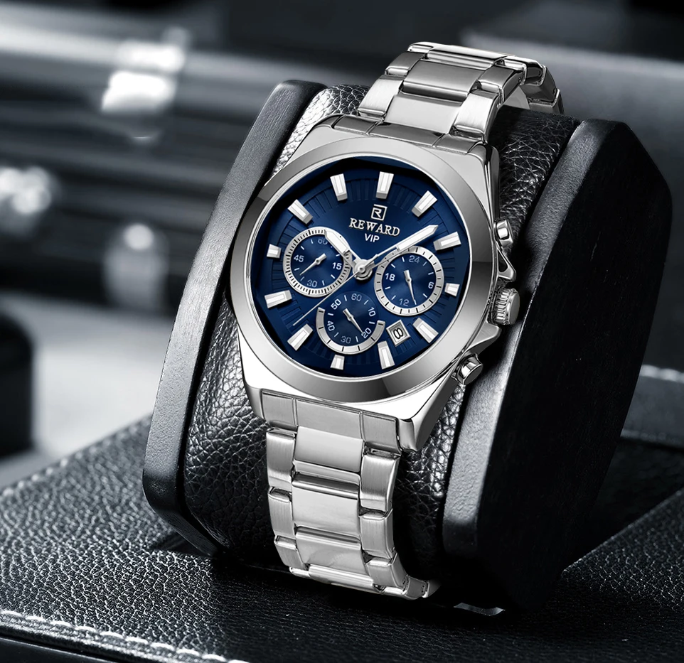 REWARD Custom Logo OEM Brand Men Watch Sport Luxury Stainless Steel 3atm  Waterproof Genuine Watches for Men