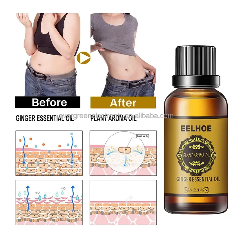 10/30 ml pure ginger essential oil slimming ginger belly drainage oil for fat weight loss