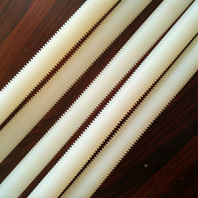 White Plastic Nylon Threaded Rod Bar Plastic Rubber Nylon Threaded Rod