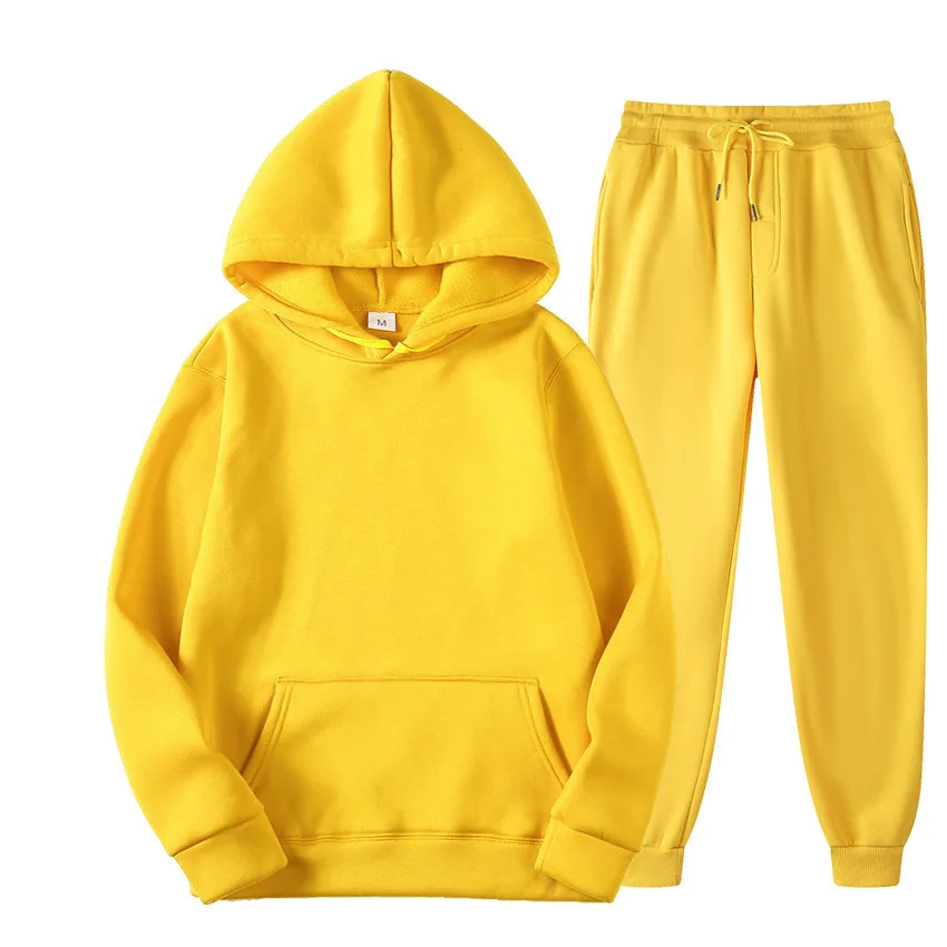 Wholesale Custom Logo Blank Men's Sweatpants Hoodies Set Fleece Sweatsuit Set Long Sleeve 2 ...