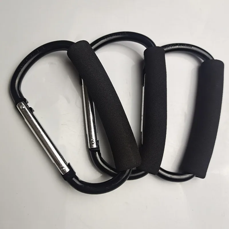 Custom large safety hang buckle clip hook big size aluminum d ring shaped carabiner with eva handle