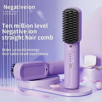 Dual-use portable usb charging fast heating hot comb hair straightener mini cordless hair straightener brush