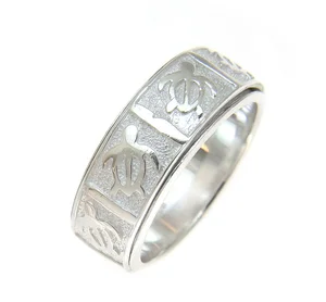 Manufacturer Hawaii Style Finger Rings Solid 925 Sterling Silver Custom Hawaiian Turtle Sealife Jewelry Ring