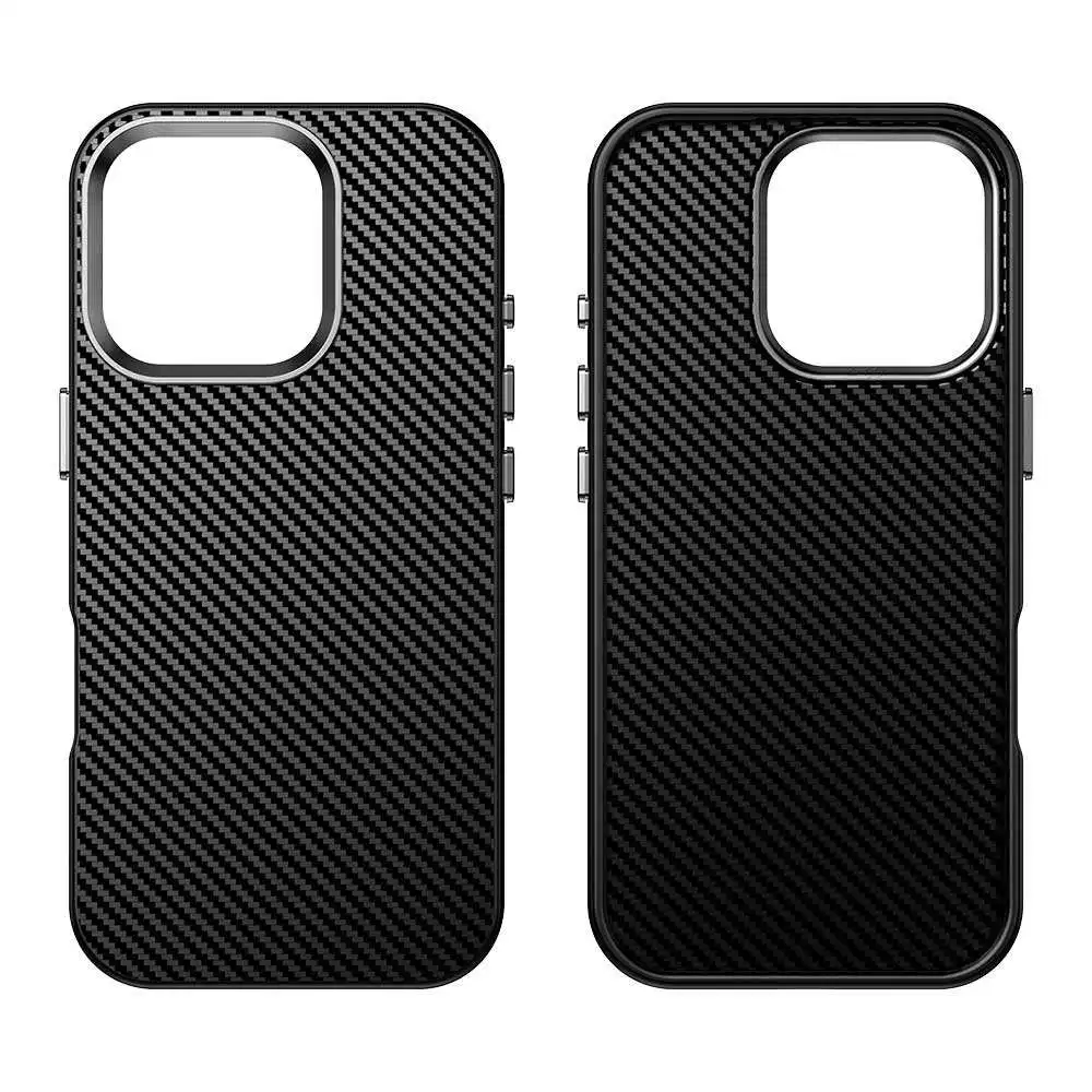 product carbon fiber slim mobile phone case metal button anti drop full protective cover for iphone 17 air 12 13 14 16 15 pro max-7