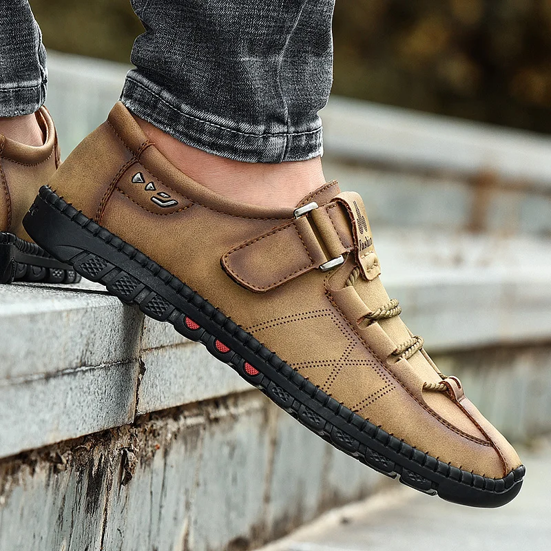 Men's Breathable British Leather Shoes Men White Leather Shoes Slip-on  Dress Low Price Wholesale Factory Shoes