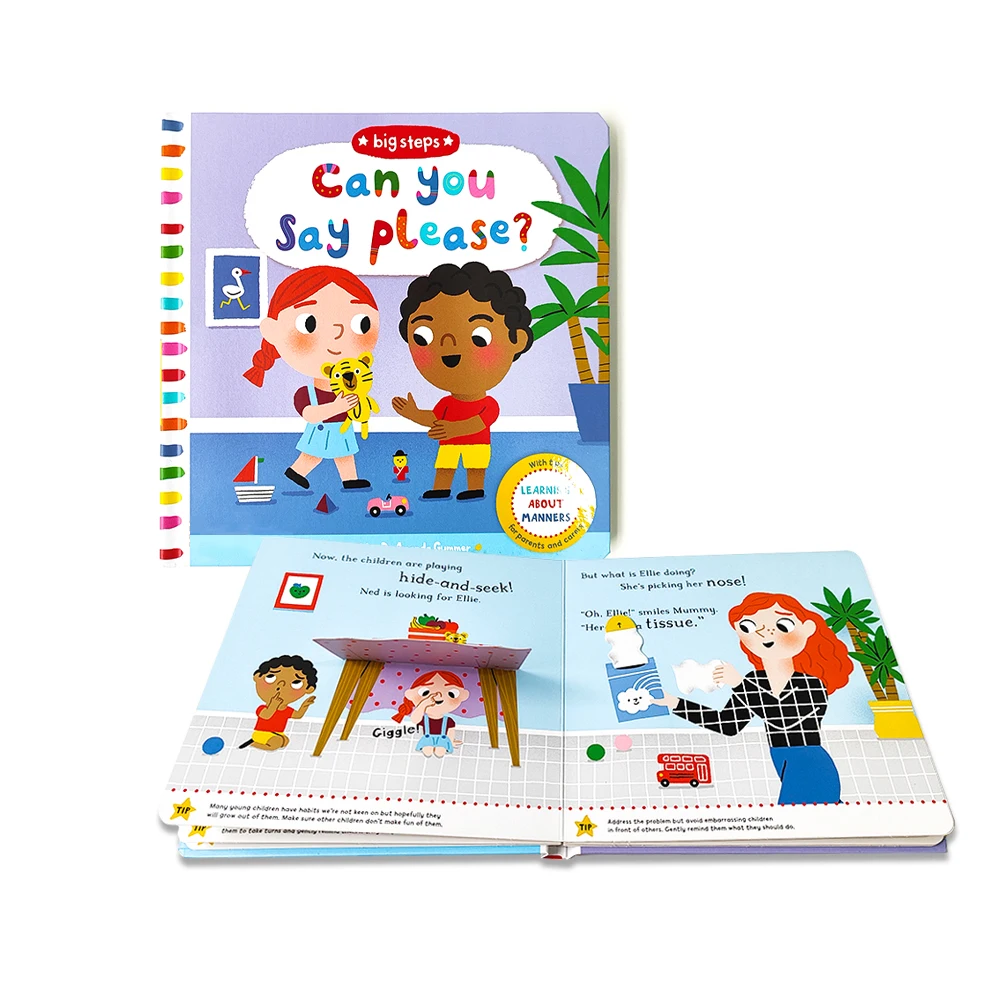 High Quality Custom Lift-The-Flap Book Push Pull Slide Montessori Book Hardcover Kids Board Book Printing