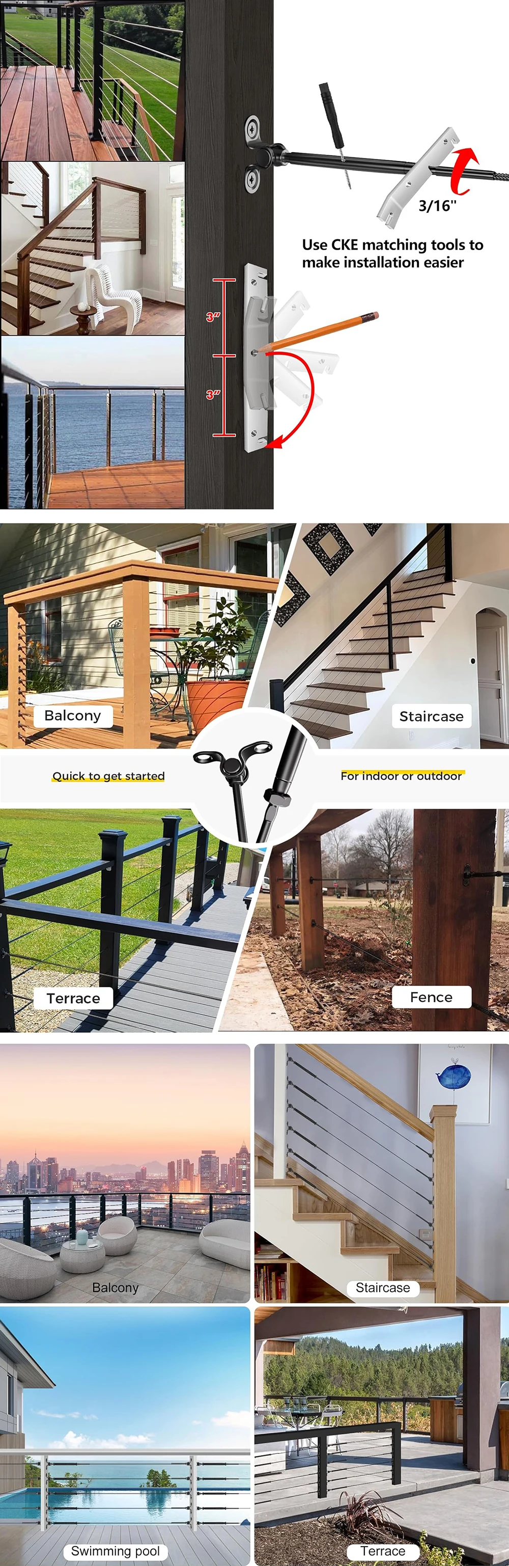 Heavy-Duty Adjustable Swage Toggle with 0-180 Degree Adjustment for Cable Railing and Rigging Hardware