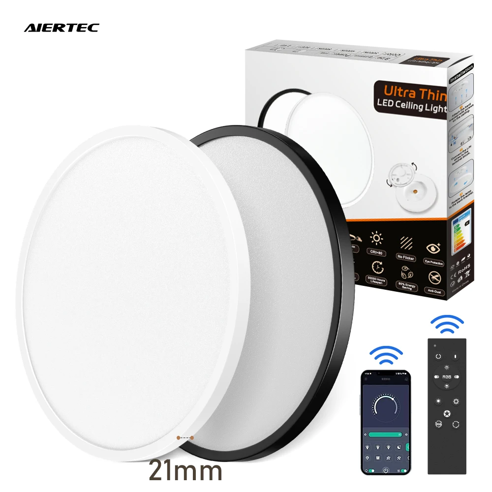 Ultra-Thin 3CCT Changeable 3000k/4000k/6000k LED Ceiling Light Modern Flush Mount Lamp for Home Office Indoor Lighting