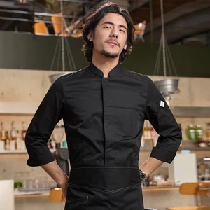 Tesimei High-End Men's Long Sleeve Chef Coat New Style Kitchen Suit for Western Restaurant & Hotel for Baking & Bar Uniforms