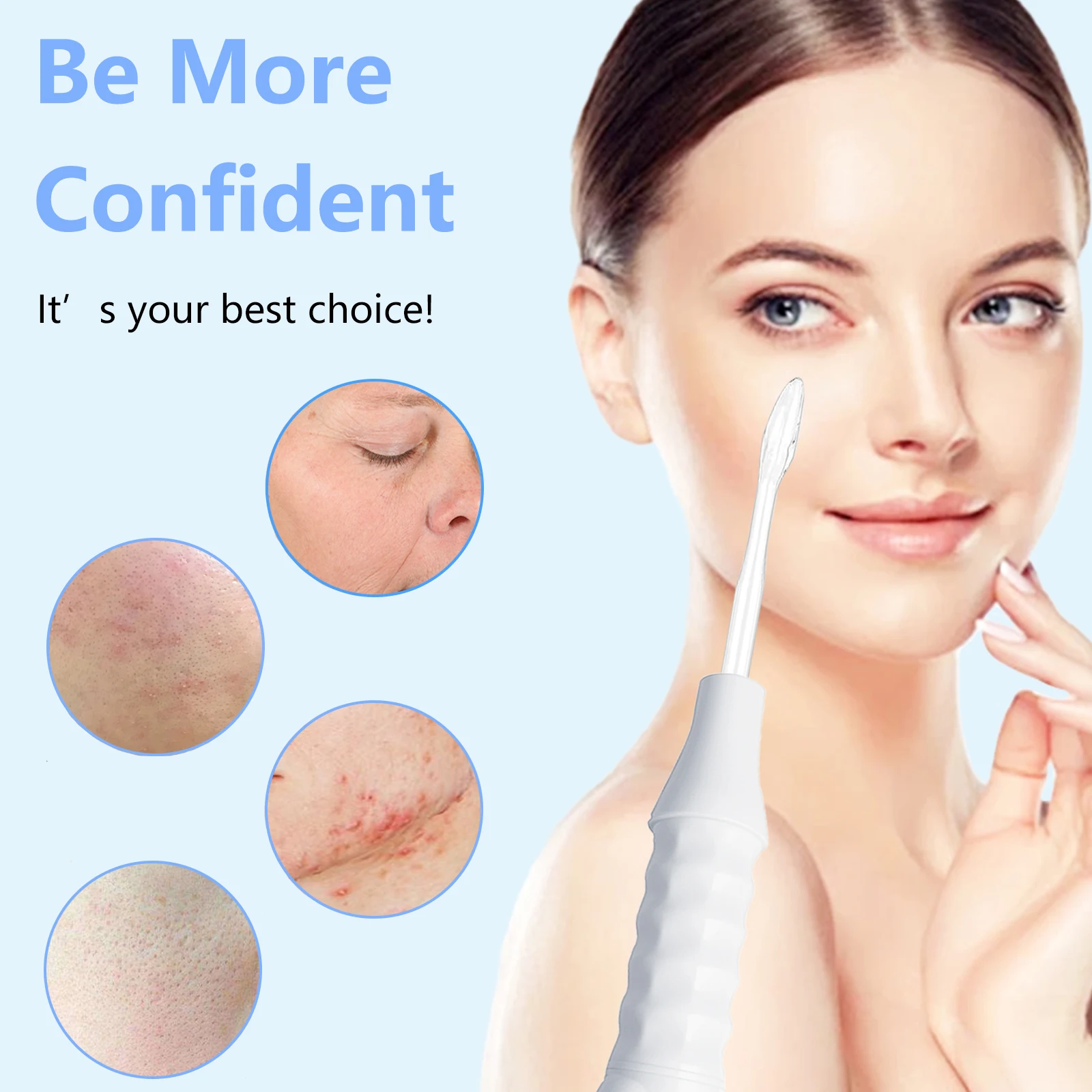 7 in 1 High Frequency Facial Electrotherapy Wand Machine Handheld Skin Care Therapeutic Stick