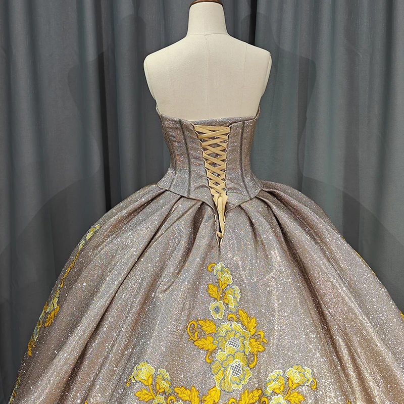 Golden Yellow Debut Gown - Princess Luxury Applique Lace Golden Yellow Debut Gown - Princess Luxury Applique Lace