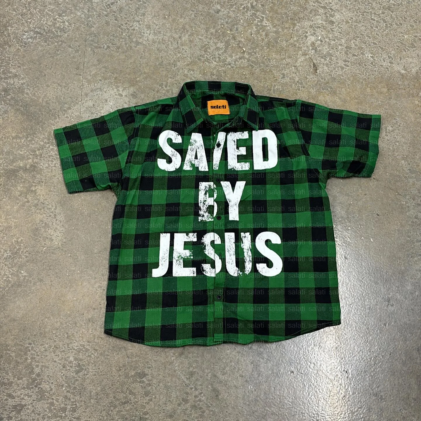 Custom Logo Streetwear Summer Cotton Button Down up Screen Print Short Sleeve Tshirt Oversized T-shirt Plaid Polo Shirts for Men gallery 2