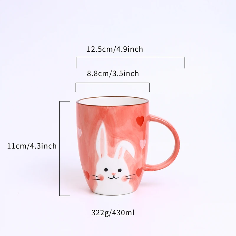 Rabbit Creative Kids Cute Animal Print Dinnerware Children Ceramic Porcelain Dinner Bowl Divided Plate and Spoon Sets details
