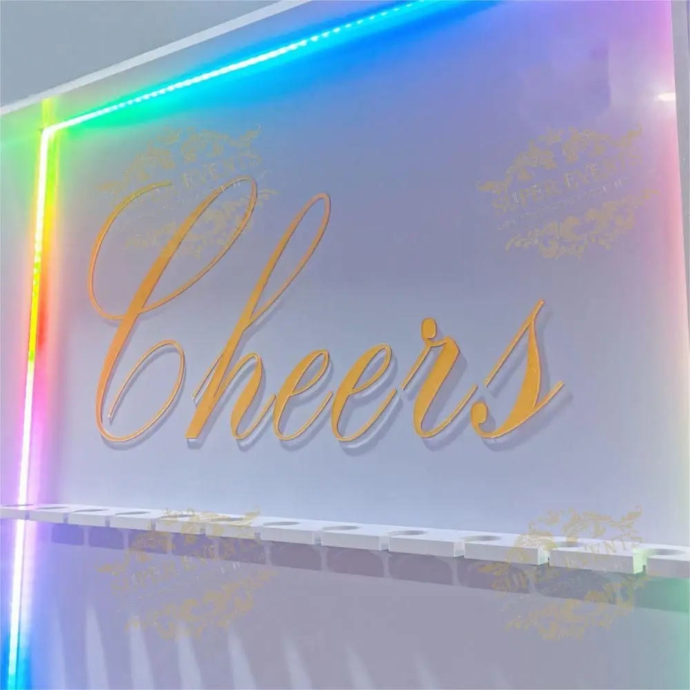 High Quality PVC Champagne Wall Backdrop Grass Wine Glass Cup Holder Display Rack Clear Floor Stand Wedding Event Champagne Wall