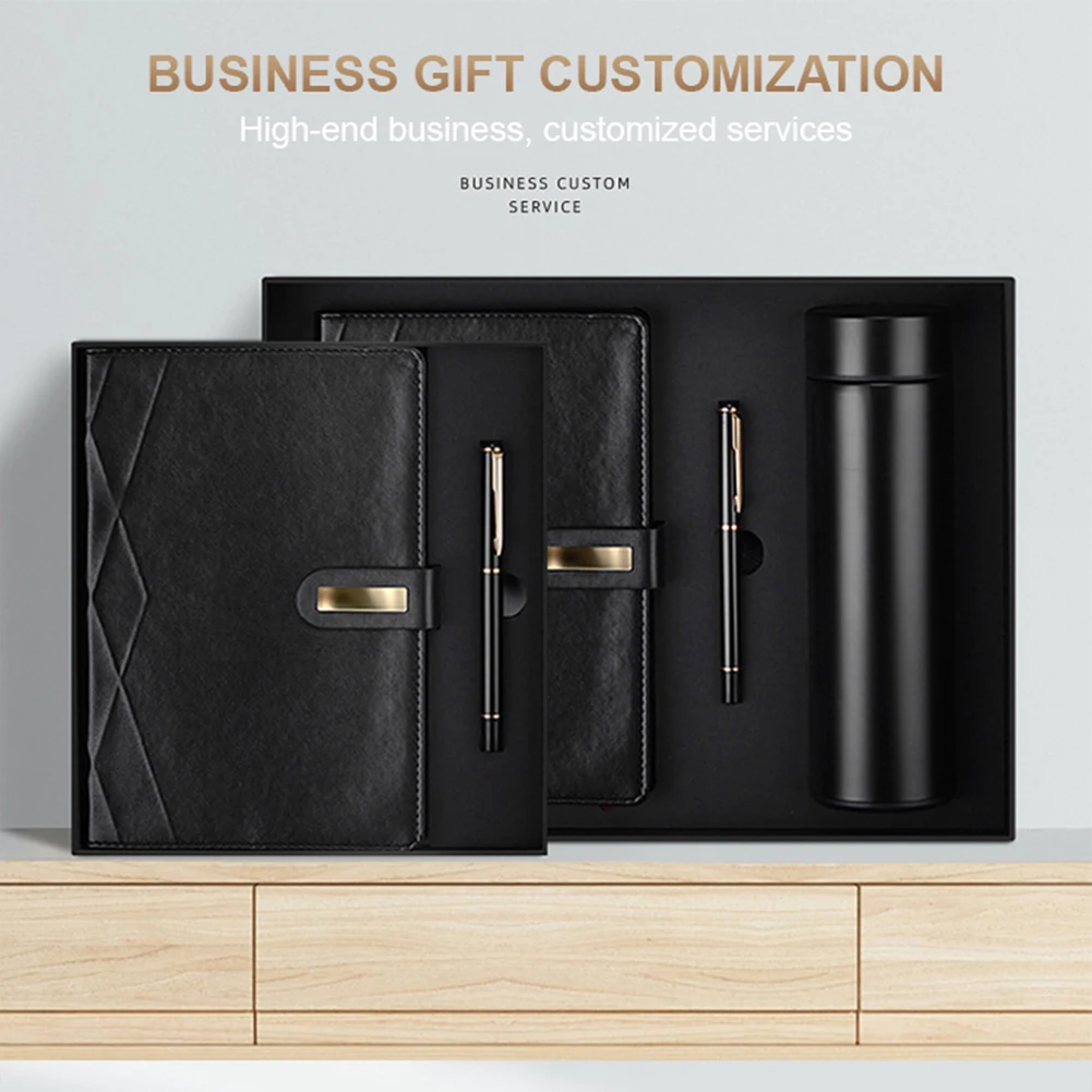 Leather Wrapped Thermos Gift Set — Custom Logo USA