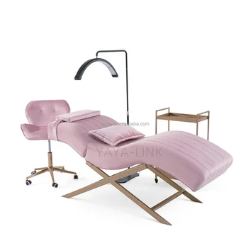 Modern Pink Curve Beauty Bed for Salon Bedroom Living Room Hotel or Outdoor in Stock Facial Lash Bed Furniture