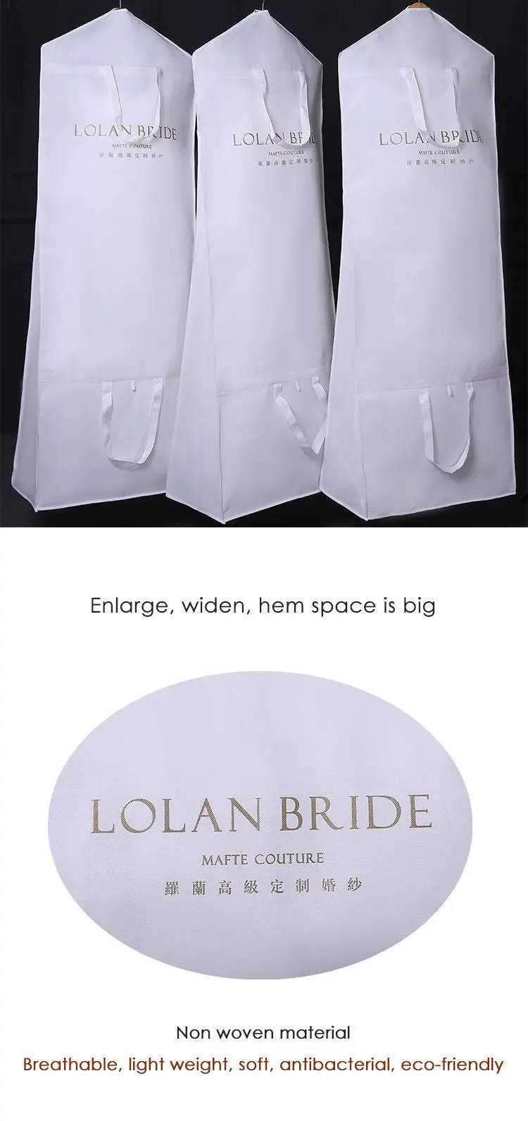 Wholesale Custom Dress Bridal Gown Long Clothes Protector Case Dust