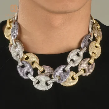 JWY 25mm Chunky Gold Plated Diamond Cuban Link Necklace Brass Jewelry with Zircon for Women/Men for Parties and Gifts