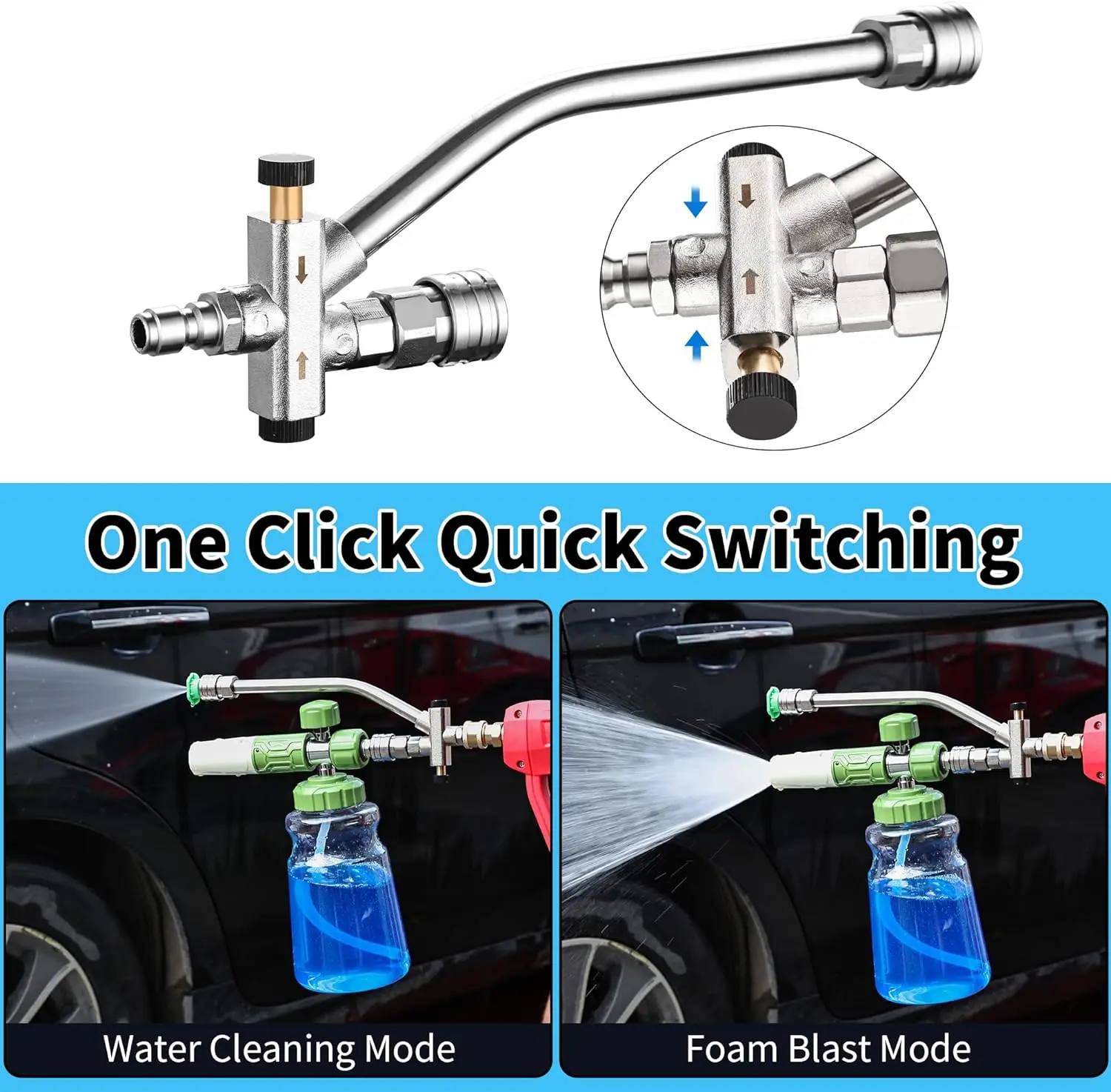 Foam Cannon 2 Way Adjustable Adapter Foam/ Water Sprayer Attachment Car  Wash Gun Spare Part