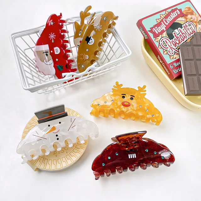 Christmas Fun Snowman Grab the Shark Clip on the Back of the Elk's Head Cute and Adorable Hair Accessories and Headwear